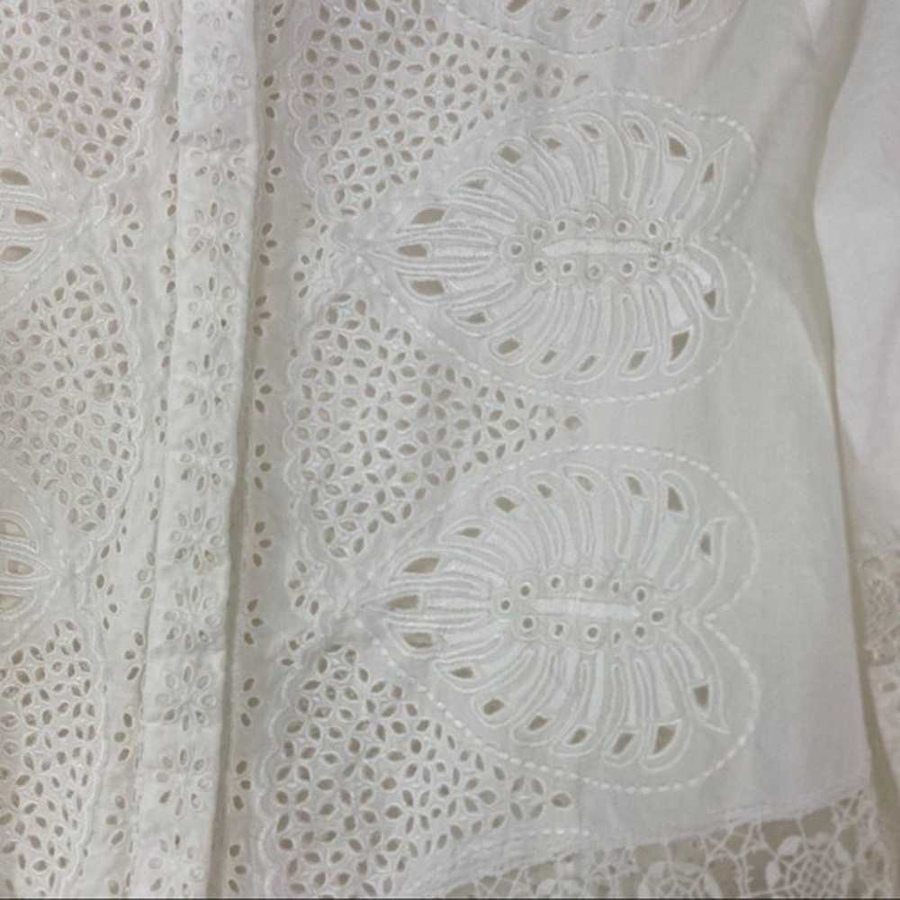 Roberto Cavalli white button tleaf eyelet shirt t… - image 5