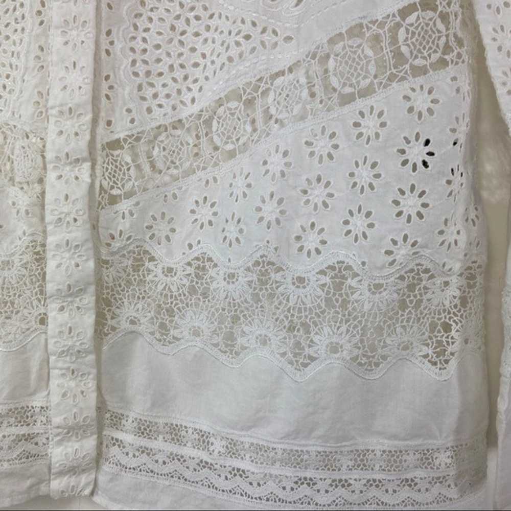 Roberto Cavalli white button tleaf eyelet shirt t… - image 6