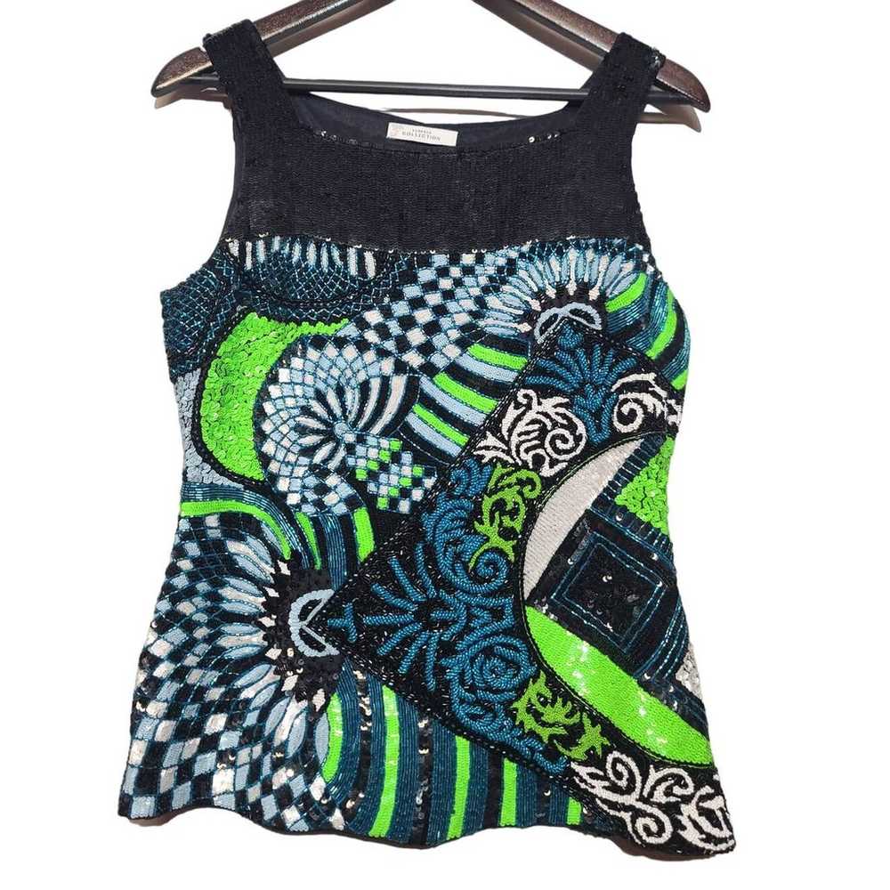 Versace Collection Beaded Sequin Tank Size 42 - image 1