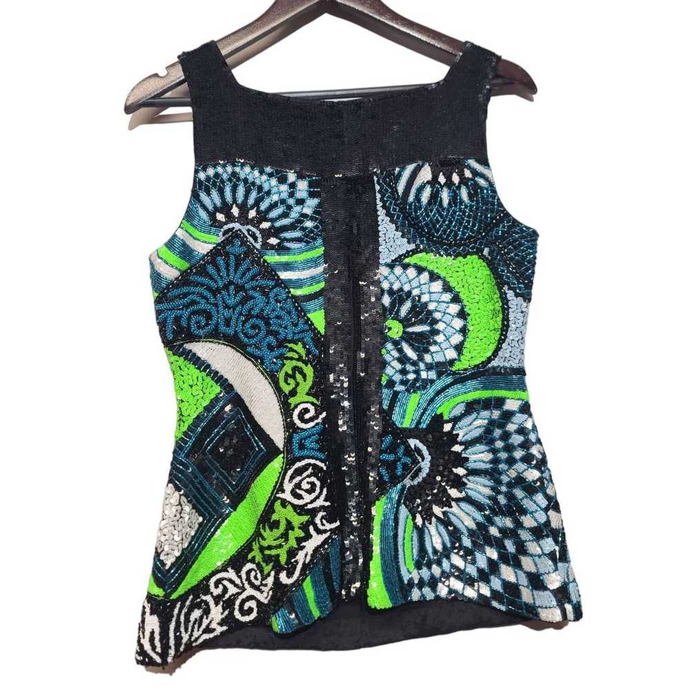 Versace Collection Beaded Sequin Tank Size 42 - image 2