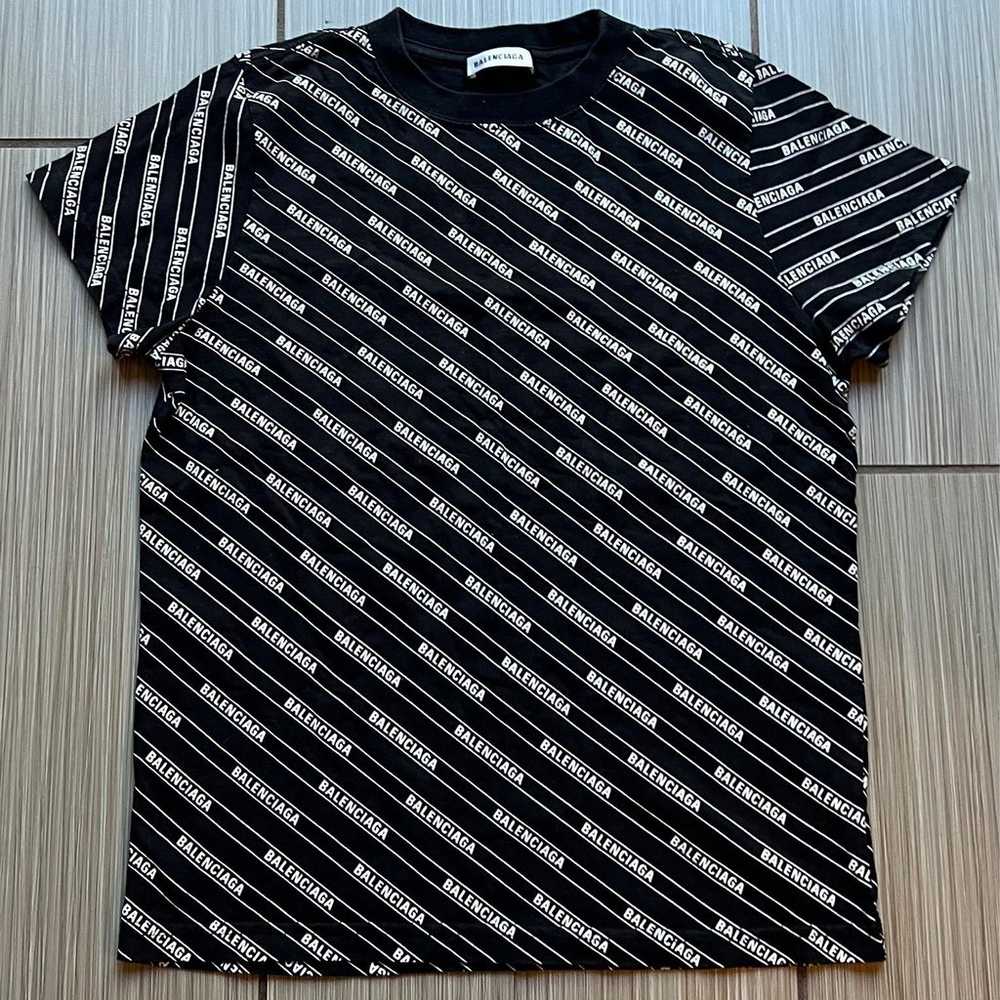 balenciaga black cotton diagonal monogram t-shirt… - image 1