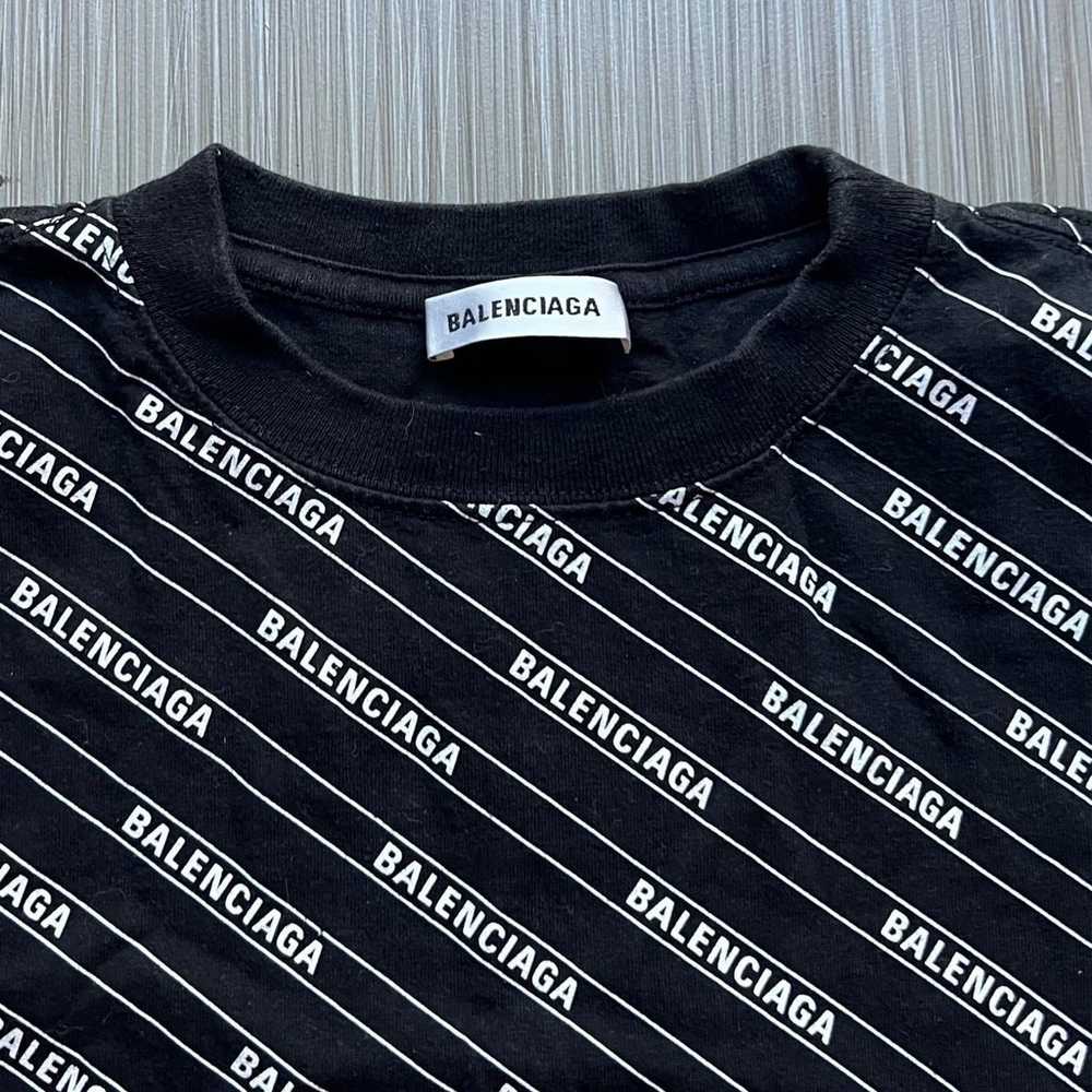 balenciaga black cotton diagonal monogram t-shirt… - image 2
