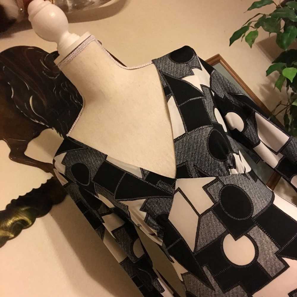 Other Luly K black & white stitch geometric top S - image 2