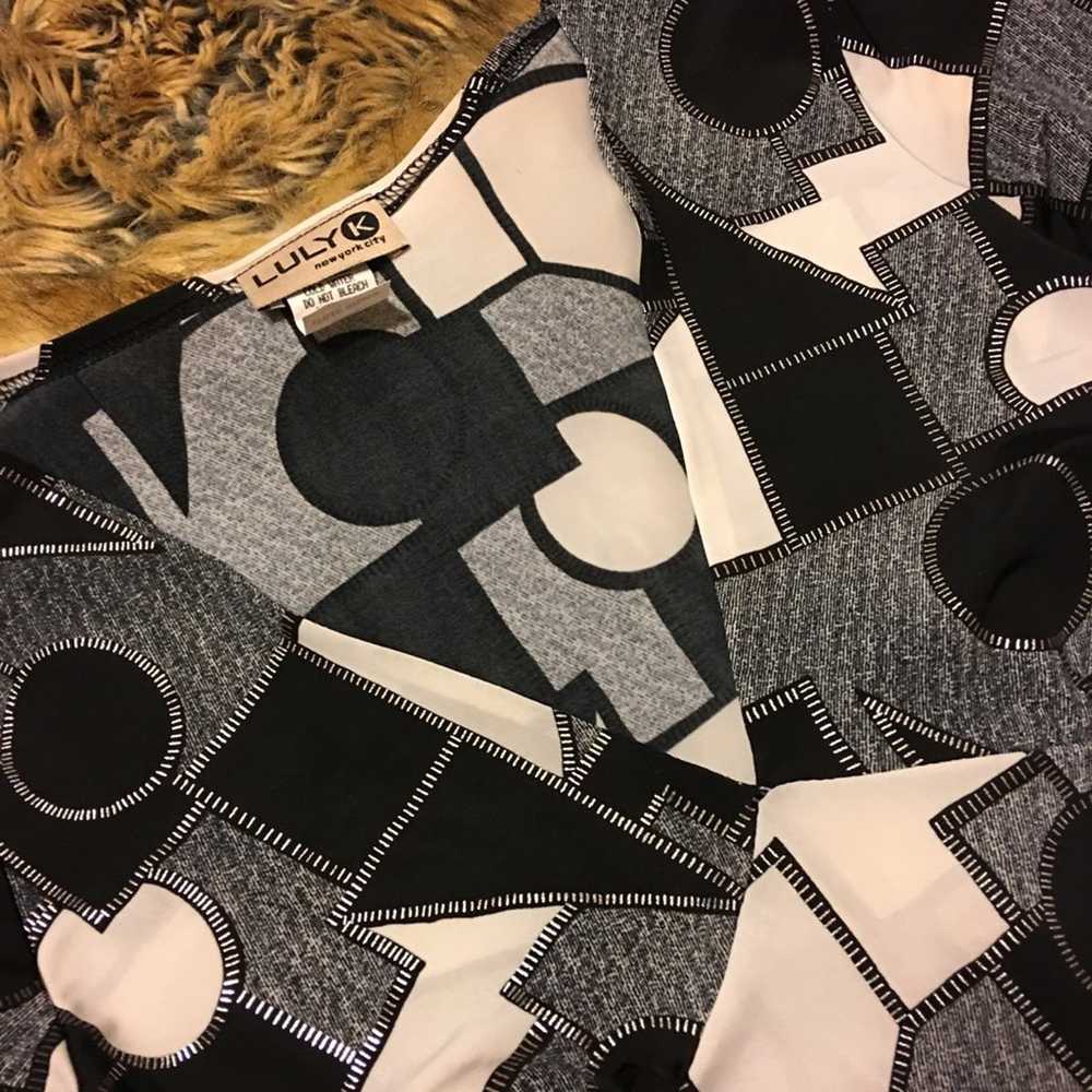 Other Luly K black & white stitch geometric top S - image 6