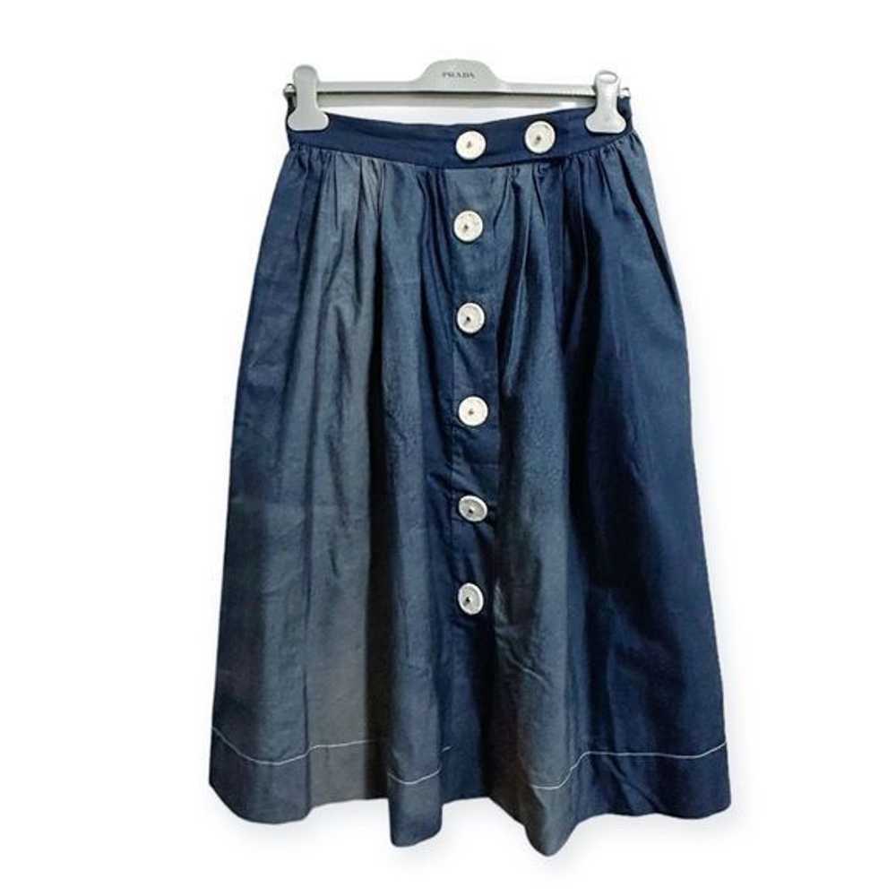 Prada Prada Blue Cotton Midi Skirt with Oversized… - image 2