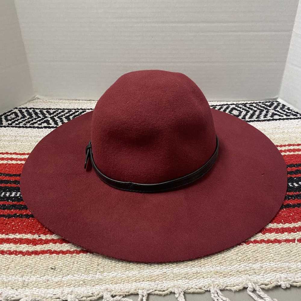 Hat Women 100% Wool Floppy Wide Brim Hat Maroon W… - image 1