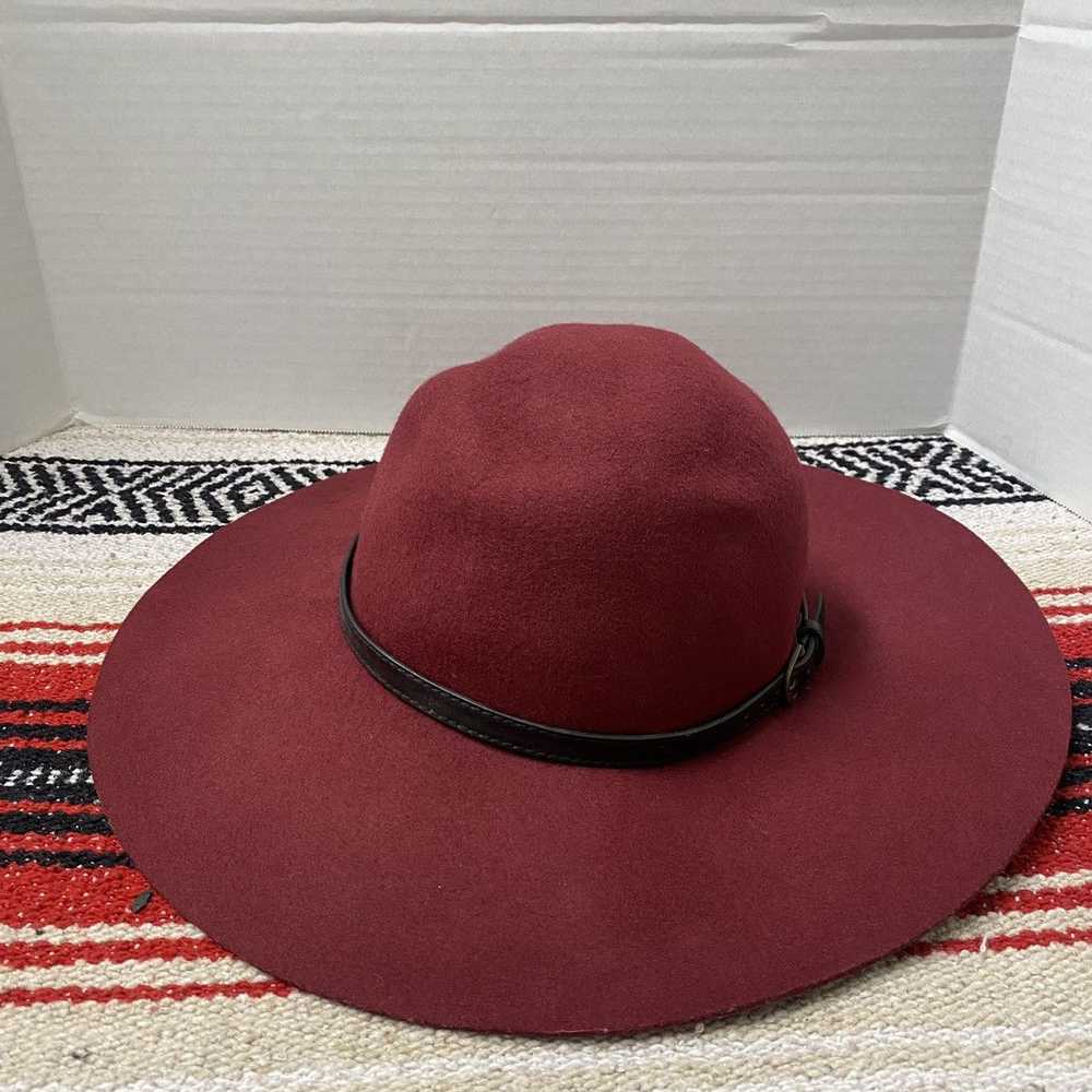 Hat Women 100% Wool Floppy Wide Brim Hat Maroon W… - image 3