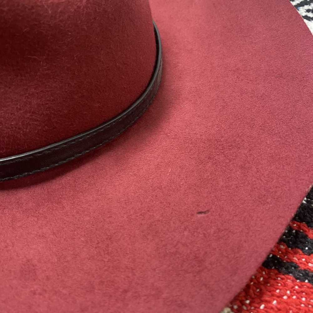 Hat Women 100% Wool Floppy Wide Brim Hat Maroon W… - image 8