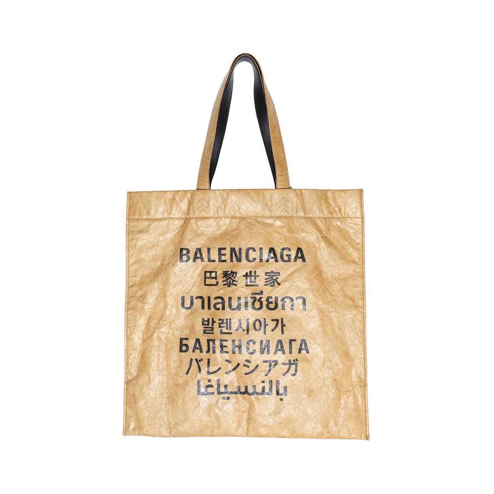 Balenciaga Logo Print Coated Paper Tote Bag - image 1