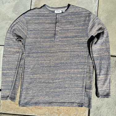 Other Blue/Tan Heather Long Sleeve Snap Henley - image 1