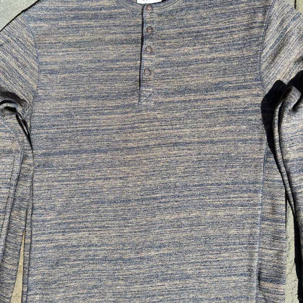 Other Blue/Tan Heather Long Sleeve Snap Henley - image 4