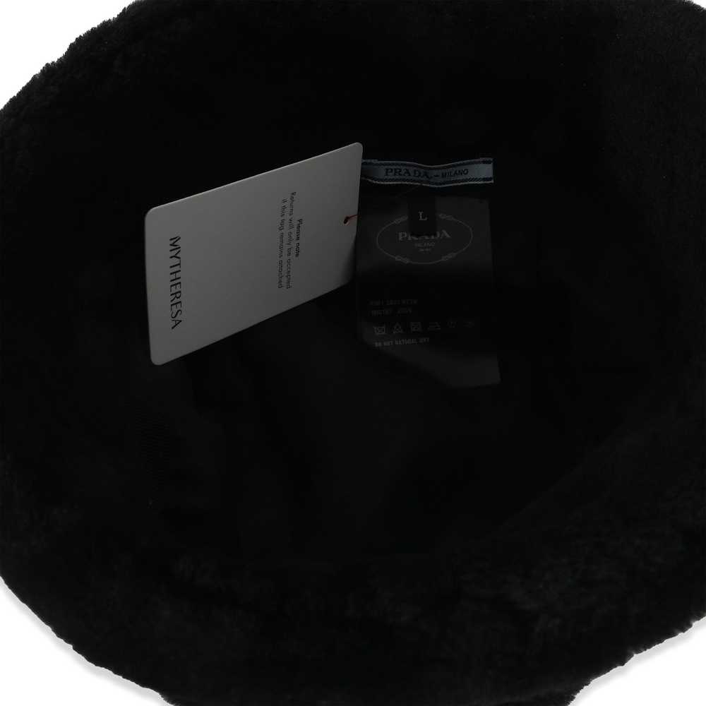 Prada Prada Black Shearling Logo Bucket Hat L - image 4