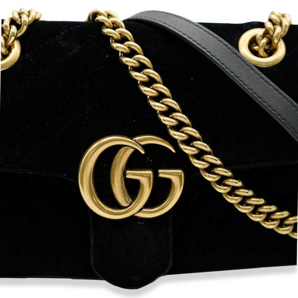 Gucci Gucci Black Velvet GG Mini Marmont Flap Bag - image 3