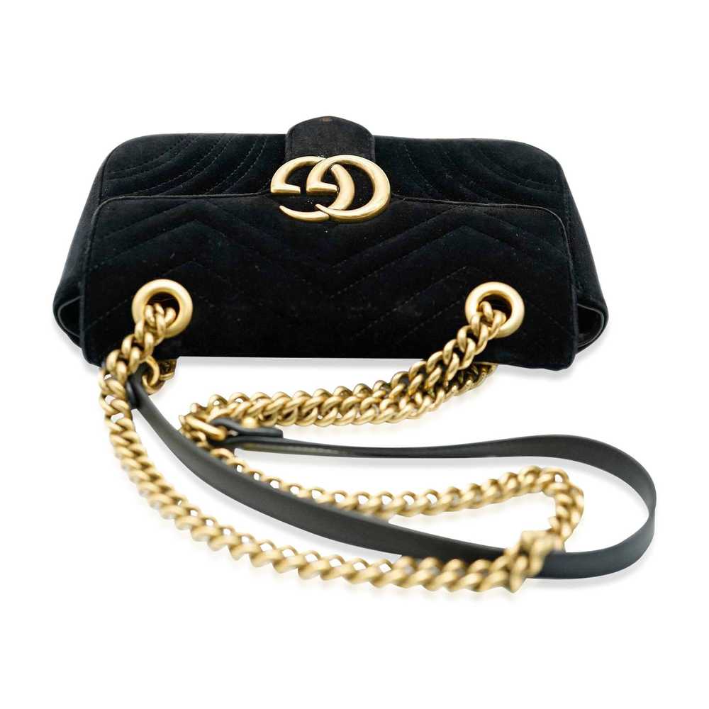 Gucci Gucci Black Velvet GG Mini Marmont Flap Bag - image 5