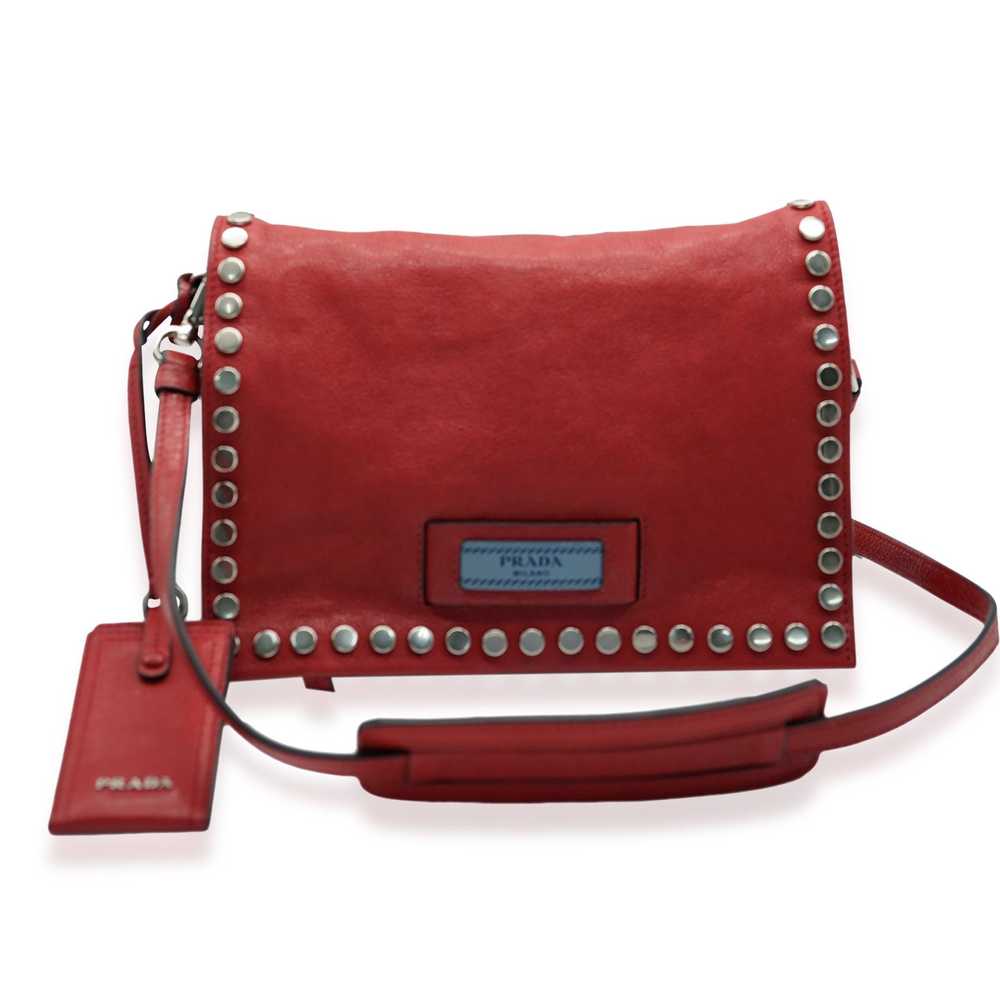 Prada Prada Red Leather Glace Etiquette Crossbody - image 1