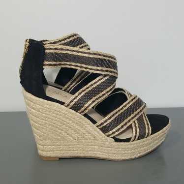 Other Cato Black and Tan Espadrille Wedge Sandals - image 1