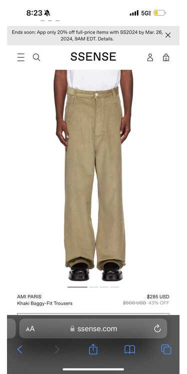 AMI AMI Khaki Baggy-fit corduroy trousers