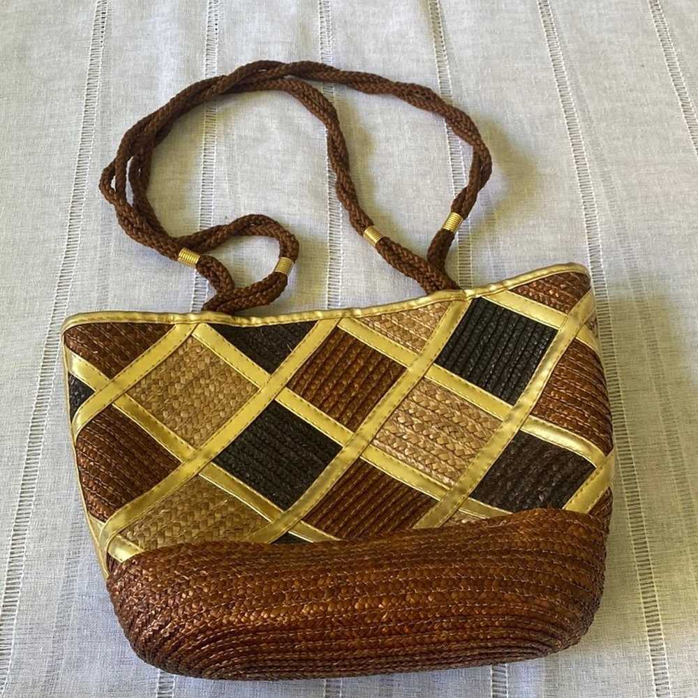 Worthington vintage woven shoulder bag with metal… - image 1