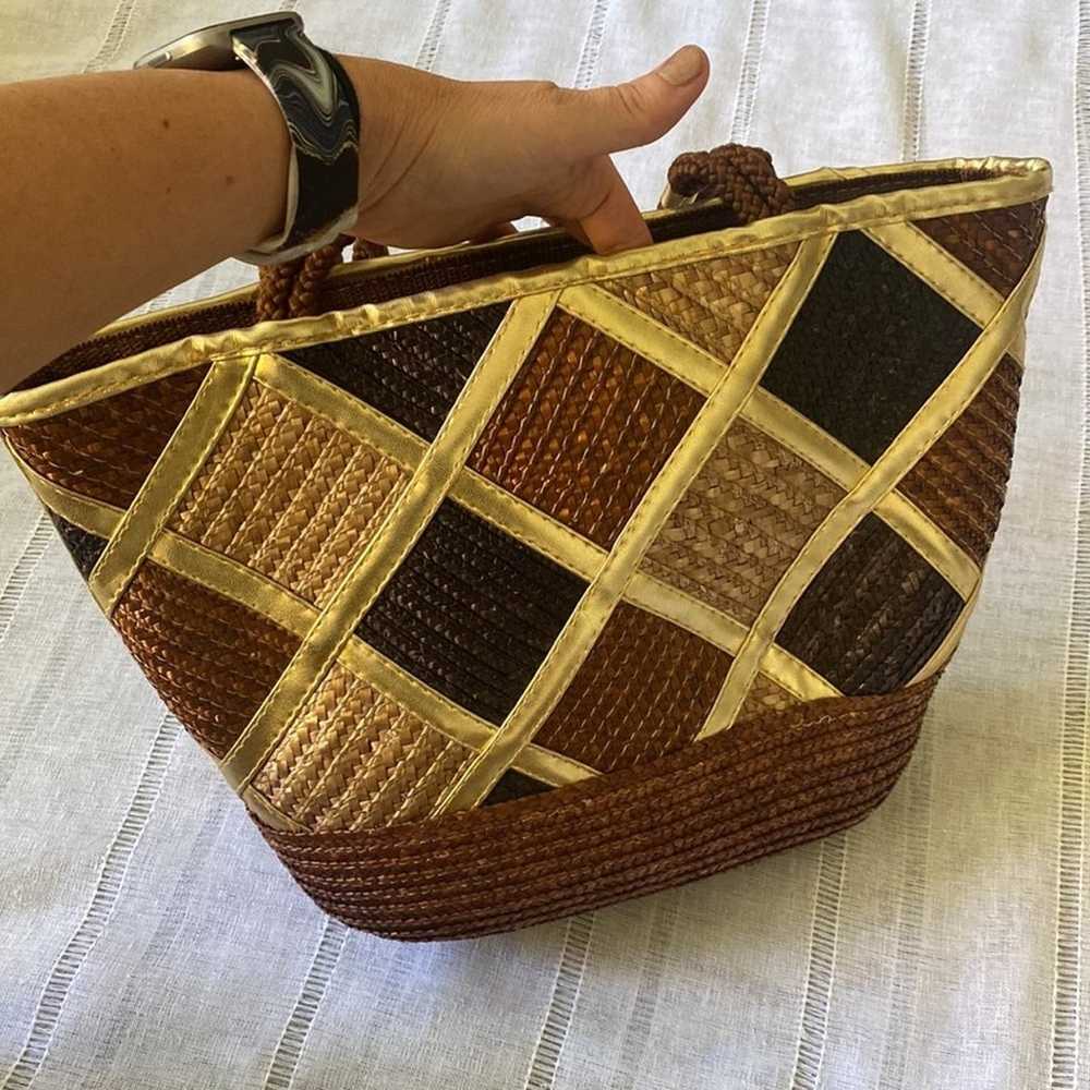 Worthington vintage woven shoulder bag with metal… - image 2