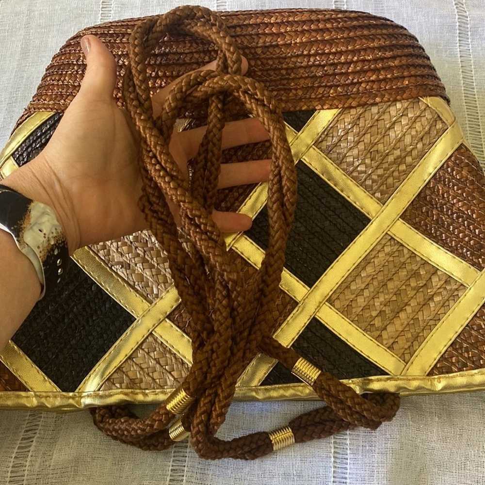 Worthington vintage woven shoulder bag with metal… - image 9