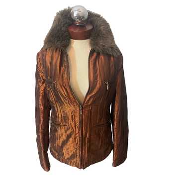 Bke BKE Outerwear Bronze Fur Trim Jacket Medium Zi