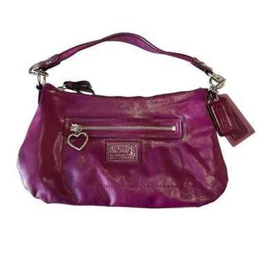 Coach Poppy Daisy Leather Handbag Berry Purple Y2… - image 1