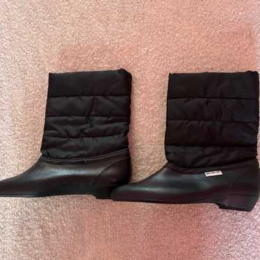 Women’s Vintage Black Splash-Eze Rainboots, Size 8 - image 1