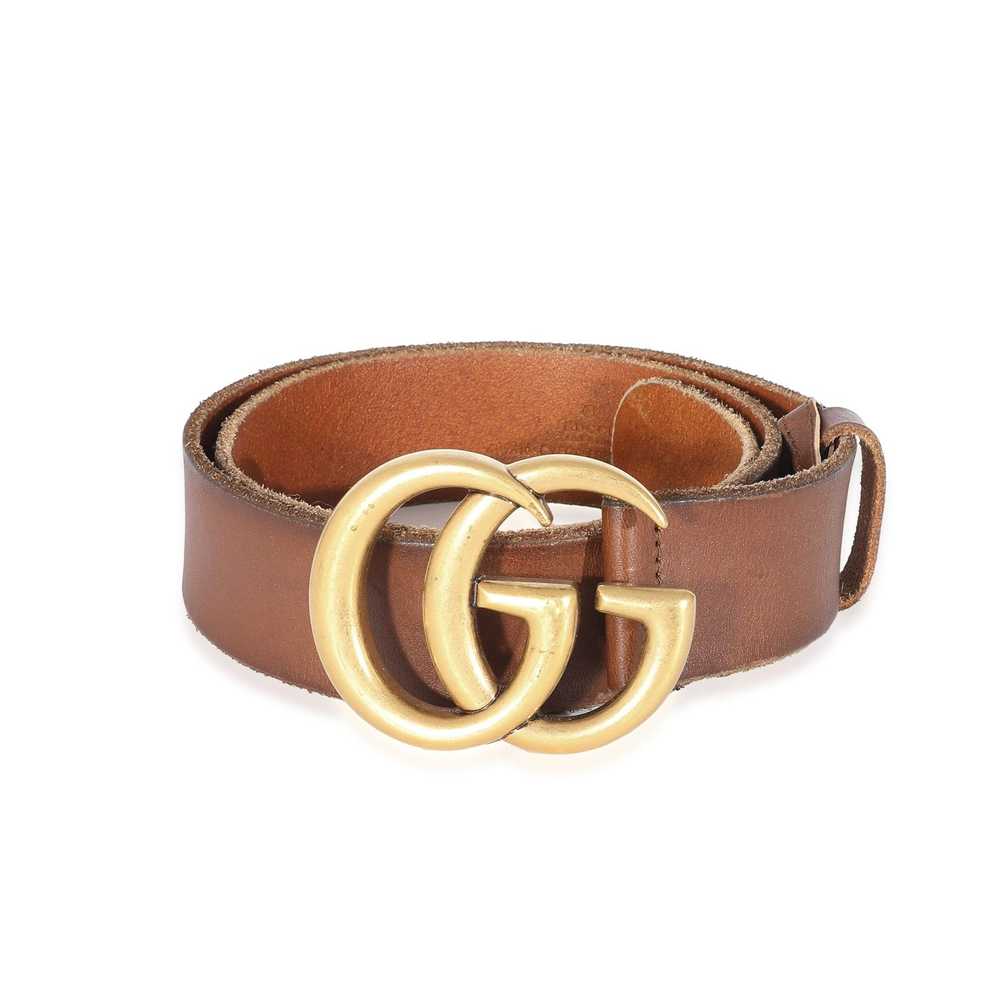 Gucci Gucci Brown Leather Double G Buckle Belt 80… - image 1