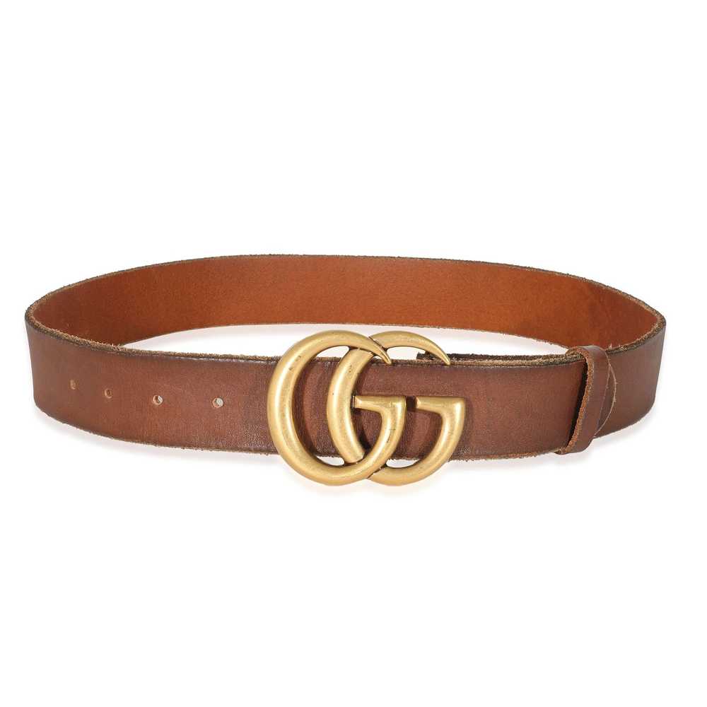 Gucci Gucci Brown Leather Double G Buckle Belt 80… - image 2