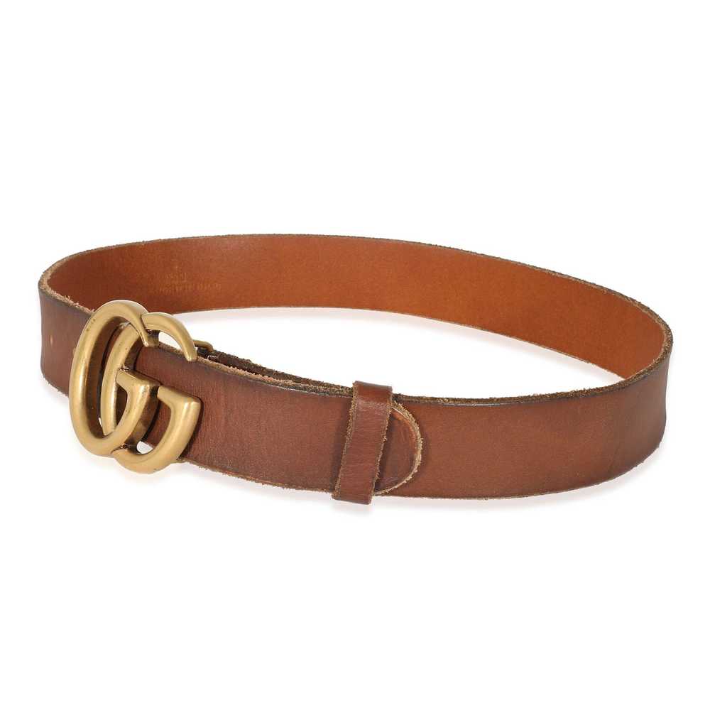 Gucci Gucci Brown Leather Double G Buckle Belt 80… - image 3