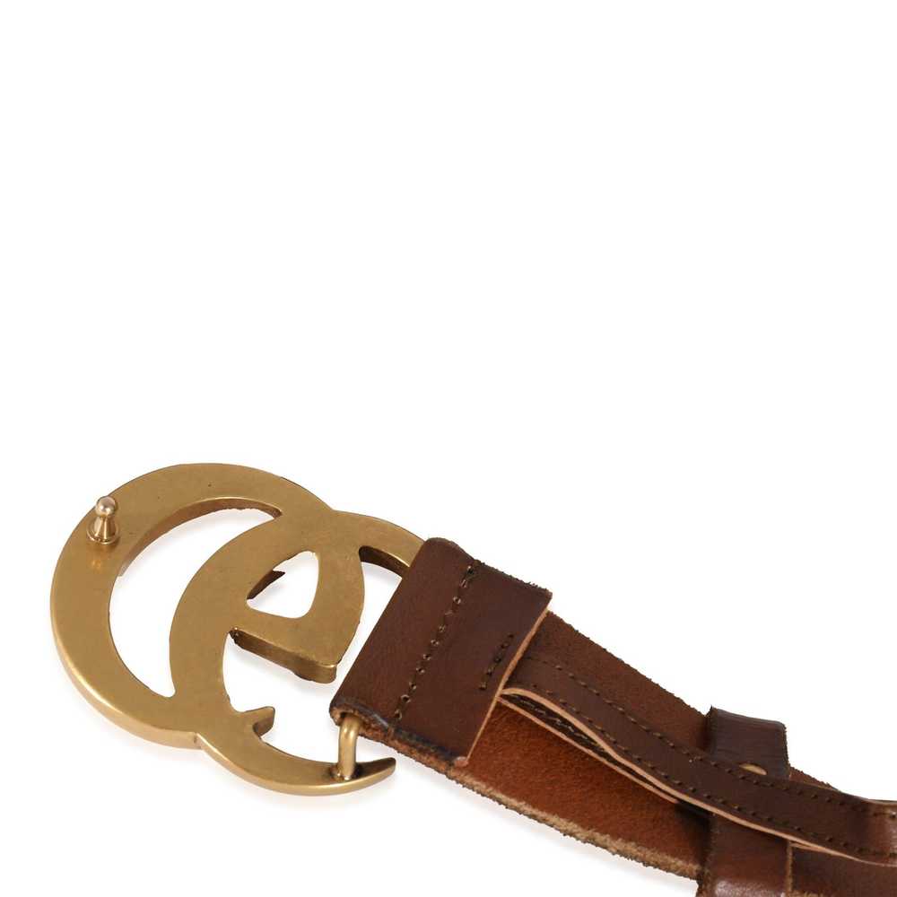 Gucci Gucci Brown Leather Double G Buckle Belt 80… - image 4