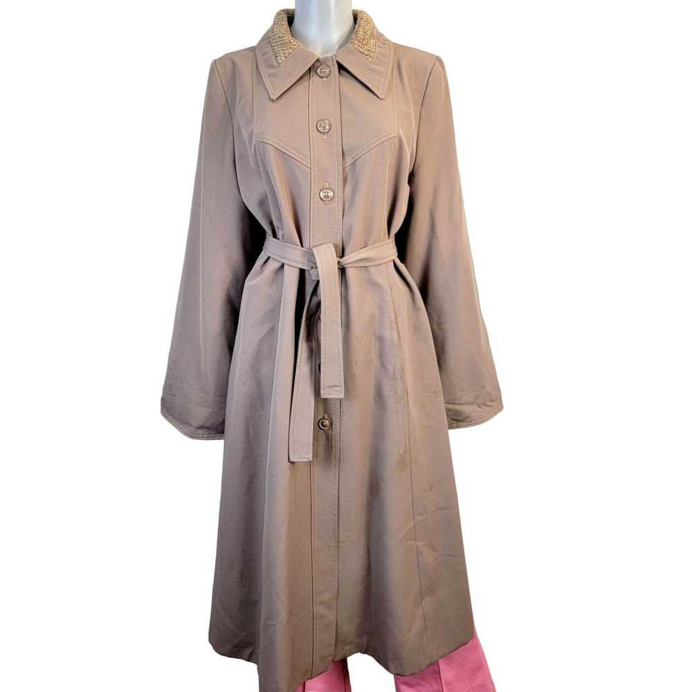 Vintage Vintage 70s Trench Coat Women XL 14 Tan O… - image 2