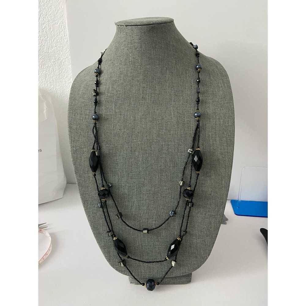 Generic Layered black bead and shell necklace - image 1