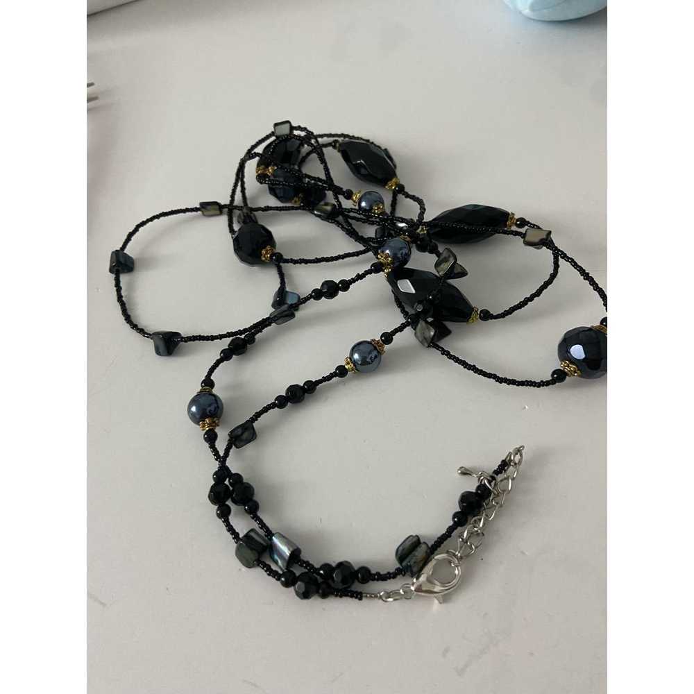 Generic Layered black bead and shell necklace - image 5