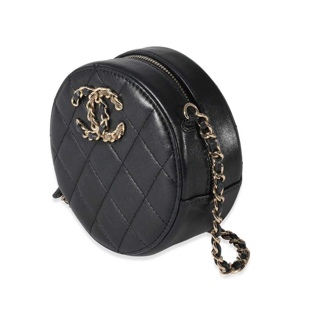 Chanel Chanel Navy Quilted Lambskin Woven CC Roun… - image 2