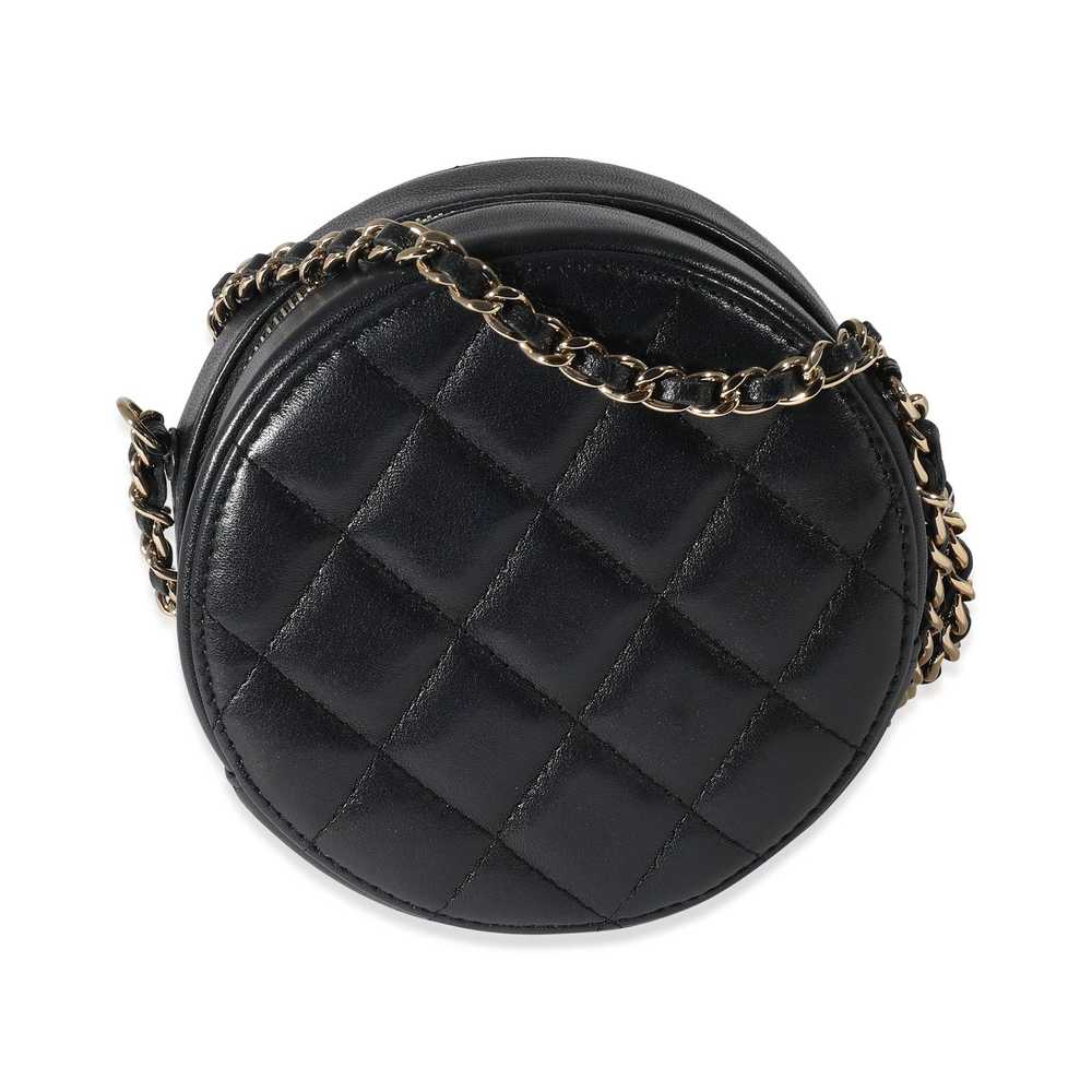 Chanel Chanel Navy Quilted Lambskin Woven CC Roun… - image 3