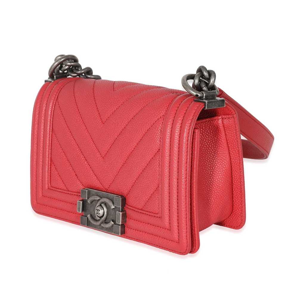 Chanel Chanel Red Caviar Chevron Small Boy Bag - image 2