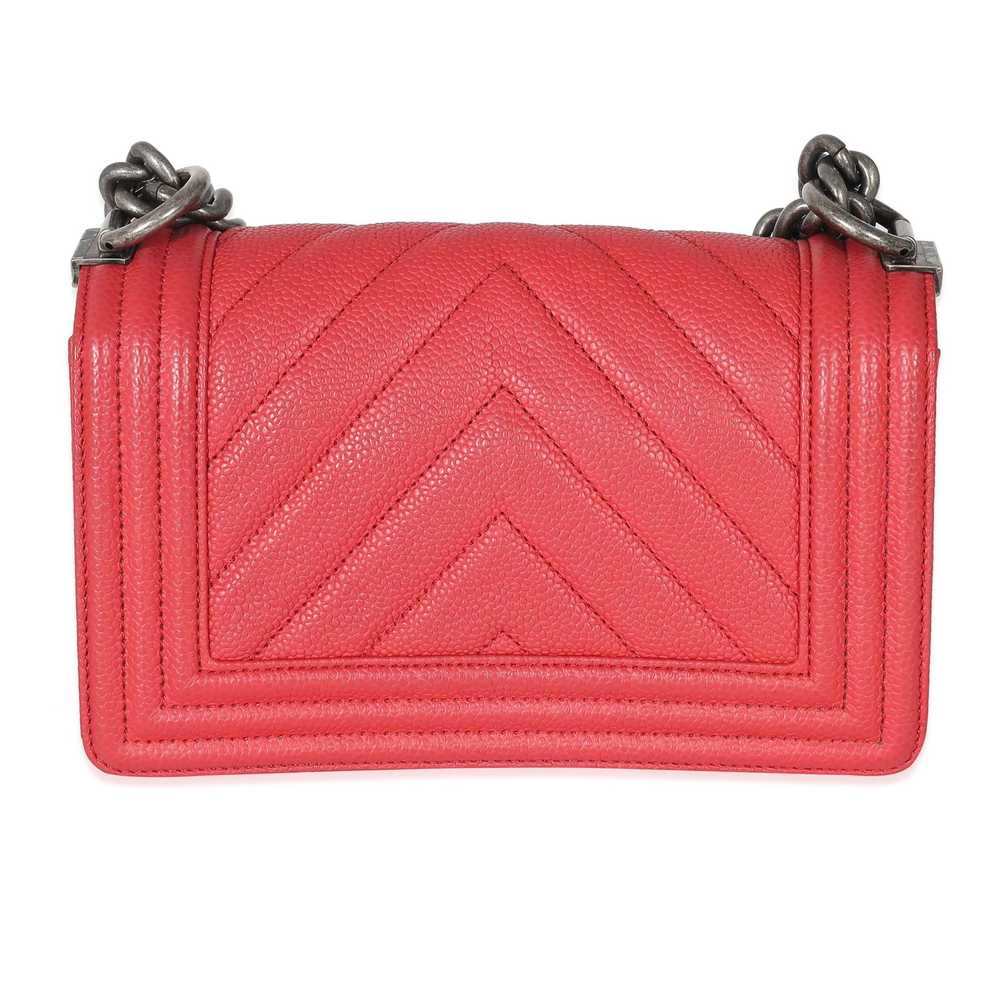 Chanel Chanel Red Caviar Chevron Small Boy Bag - image 3