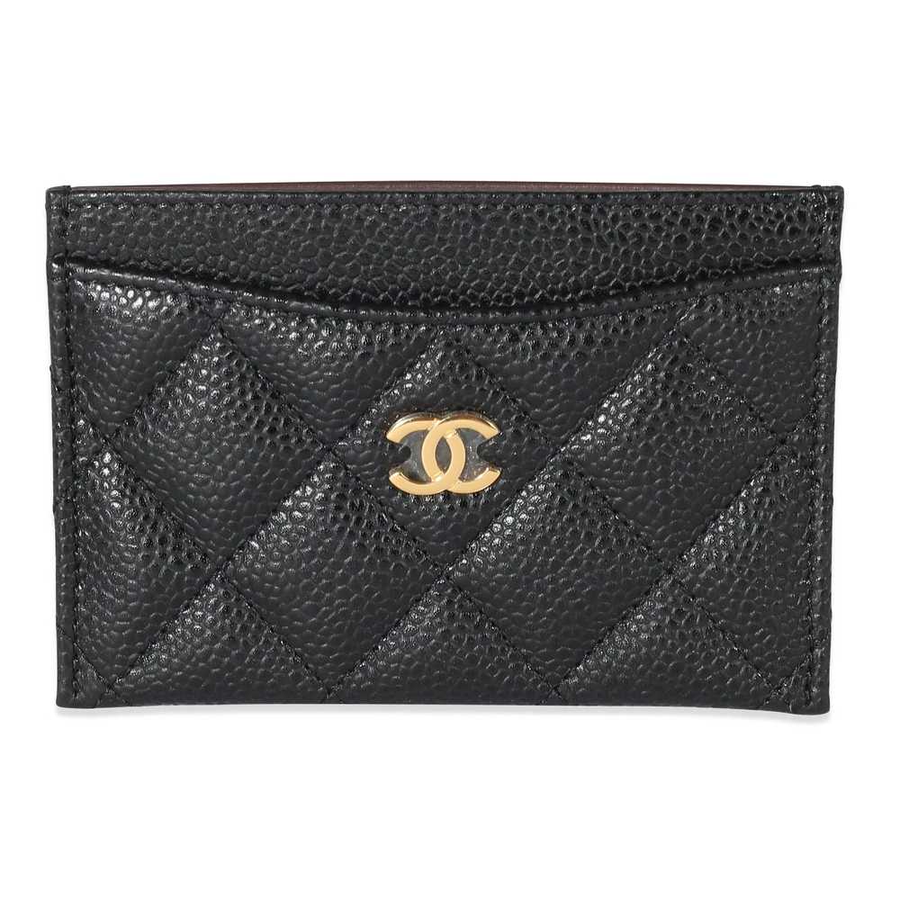 Chanel Chanel Black Quilted Caviar Card Case - image 1
