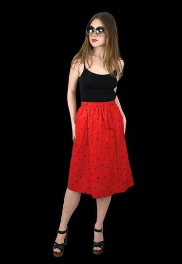 St Michael Vintage Ladies Skirt 70's Red Black Cot