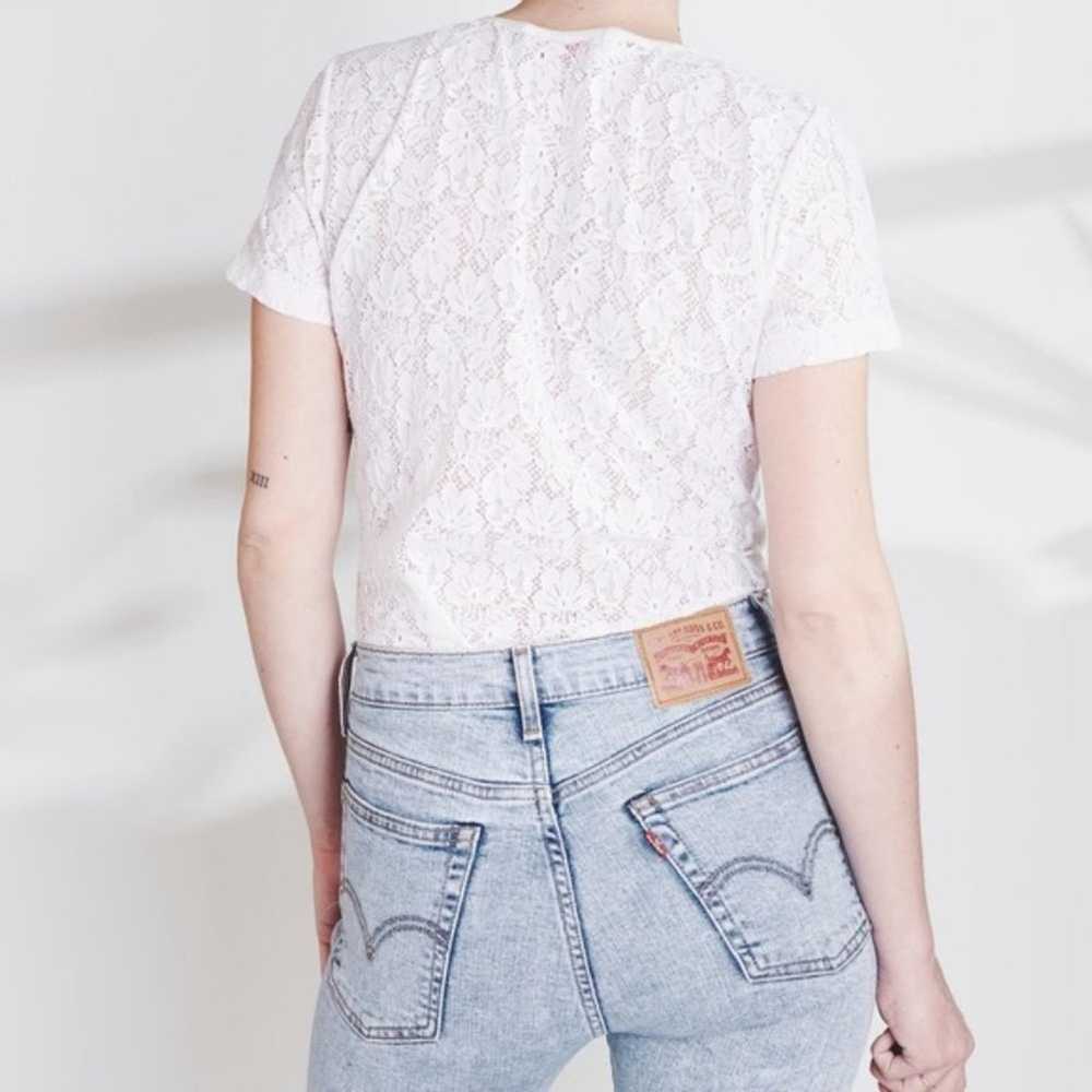 Vintage Rafaella White Lace Top Short Sleeve Blou… - image 3