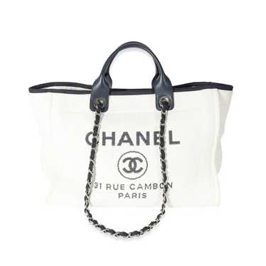 Chanel Chanel White Navy Mixed Fibres Large Deauv… - image 1