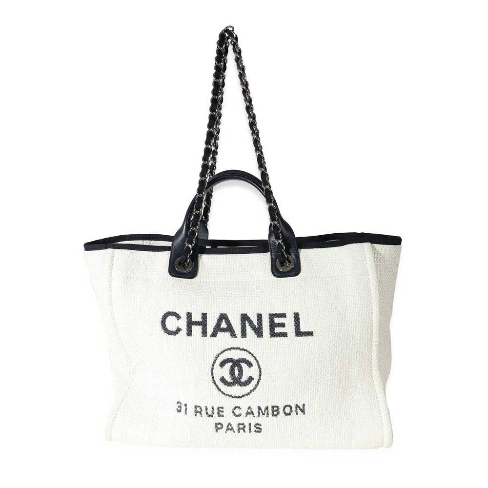 Chanel Chanel White Navy Mixed Fibres Large Deauv… - image 4