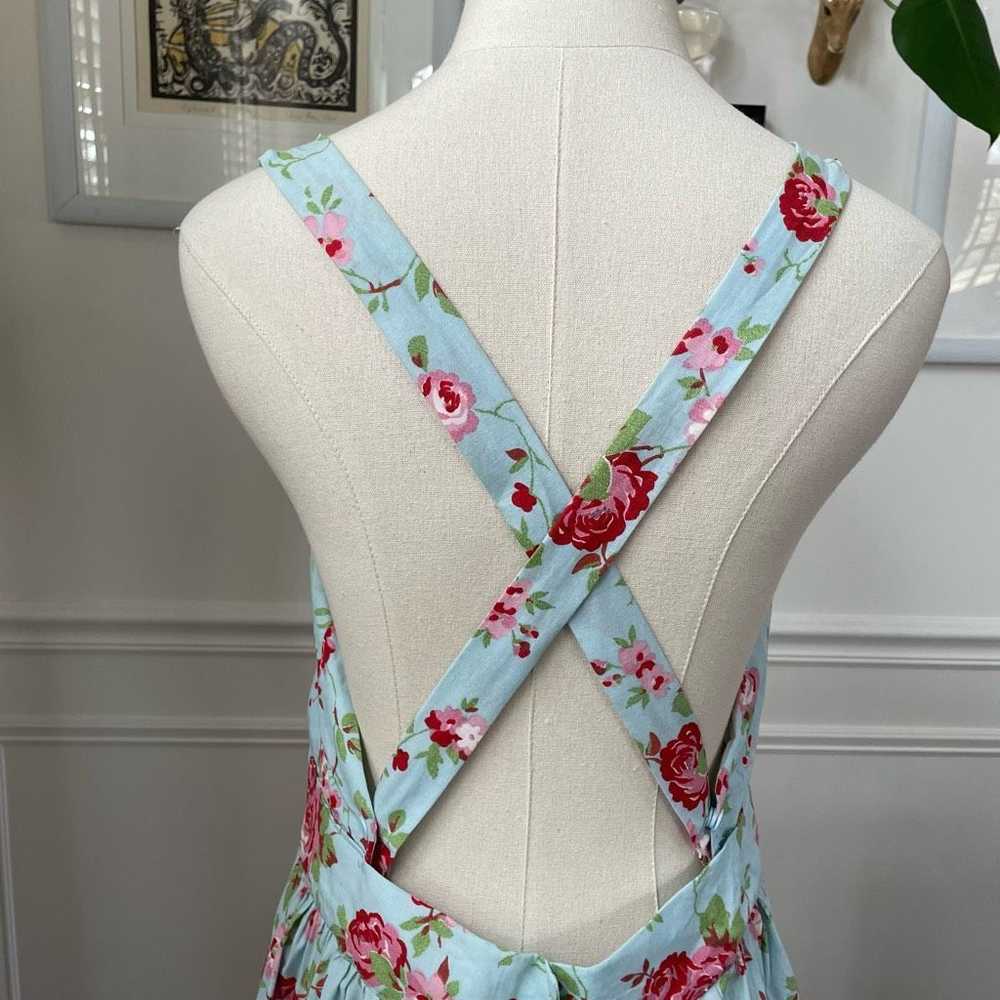 Other Sundress Light Blue Pink Red Rose Overall S… - image 6