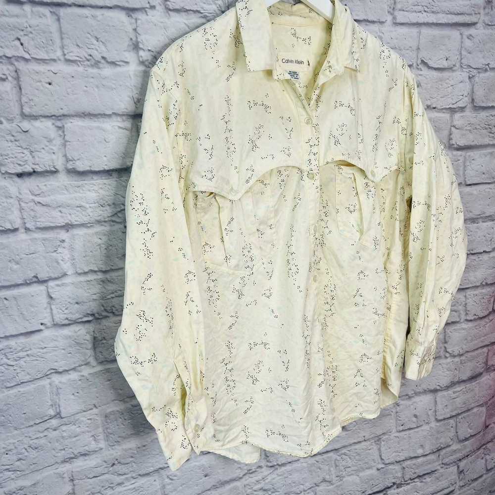 Vintage 80s Calvin Klein Womens Button Front Shir… - image 3