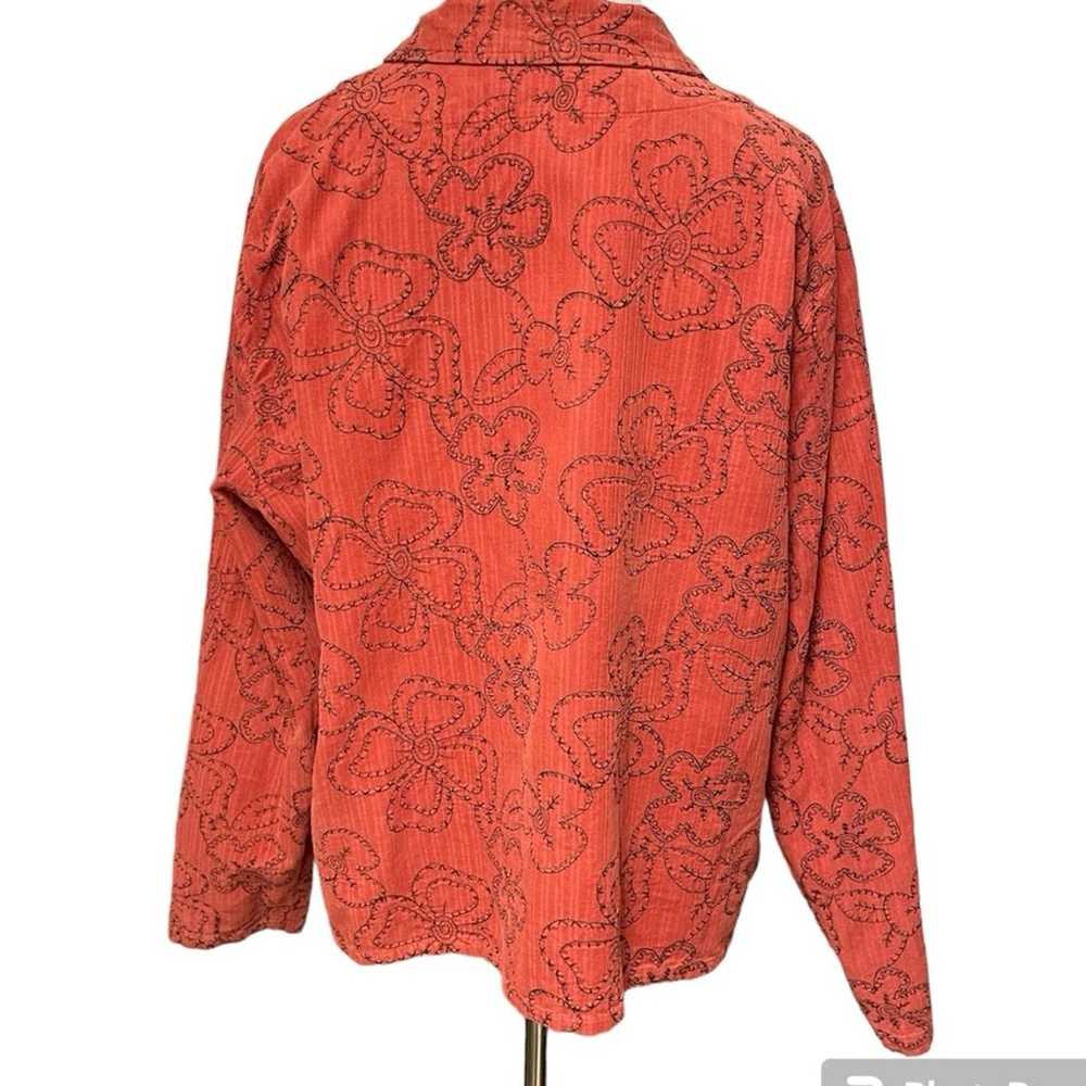 FLAX Jacket Deep Orange Button Down Shirt Medium … - image 2
