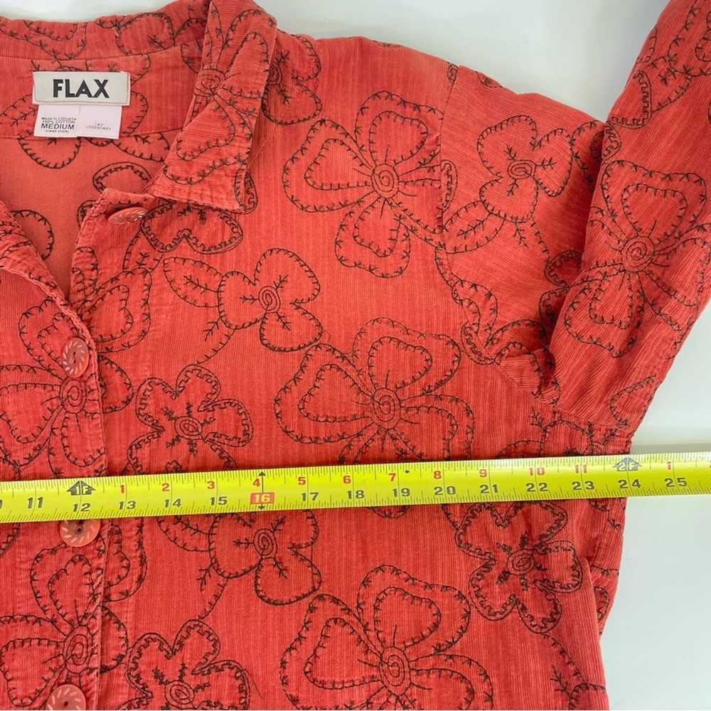 FLAX Jacket Deep Orange Button Down Shirt Medium … - image 6