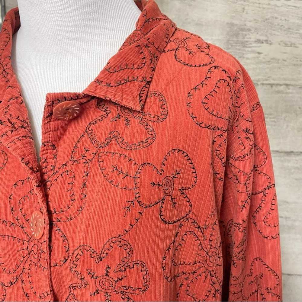 FLAX Jacket Deep Orange Button Down Shirt Medium … - image 8