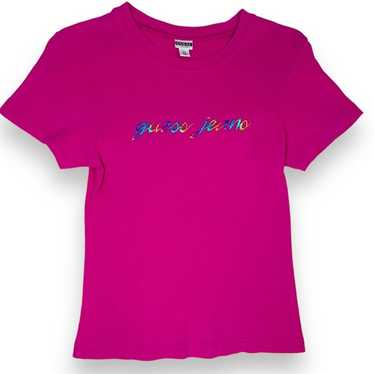 Vintage GUESS 90s Y2K Pink Rainbow Letter Pink Sh… - image 1