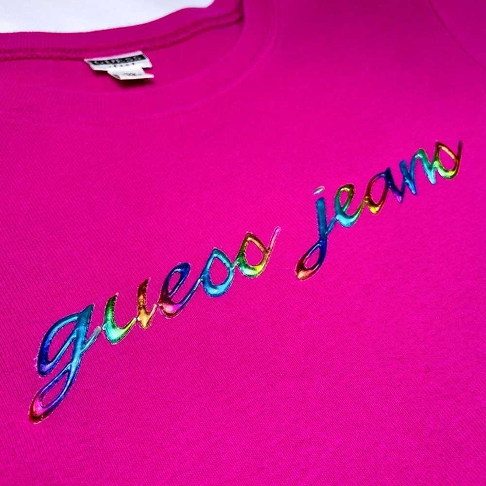 Vintage GUESS 90s Y2K Pink Rainbow Letter Pink Sh… - image 2